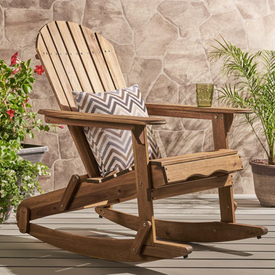 ADIRONDACK ROCKING CHAIR: Durable Acacia Wood, Slat-Back Design for Ultimate Comfort and Timeless Style by Beachcrest Home
