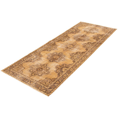 Tapis de couloir vert unique en laine noué à la main de style années 1990 de 4 pi 8 po x 12 pi 6 po Morganstein