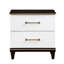 Table de chevet 2 tons avec garniture dorée pour la chambre à coucher - 2 tiroirs, style contemporain blanc cerise et tiroirs