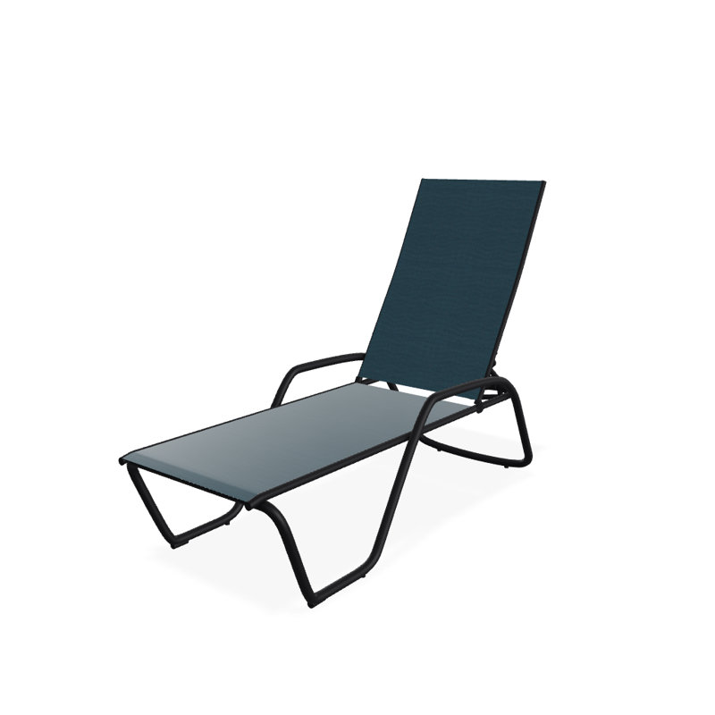 Chaise longue inclinable Gardenella, Noir texturé, Sunbrella® bleu sarcelle