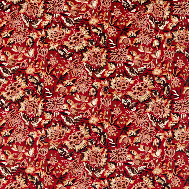 Amara Butterfly Fabric, Cinnabar/Ink Black