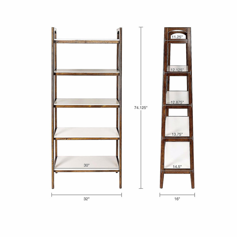 Tablette / bibliothèque, Blanc cassé / pacane