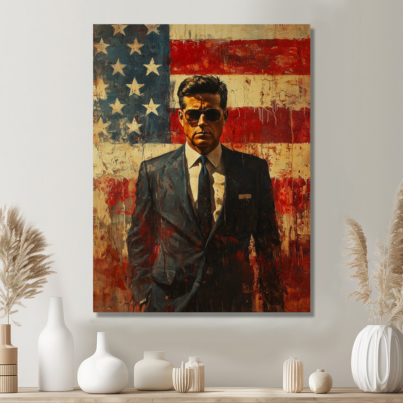  Jfk President On The Usa Flag II - États-Unis, art mural, H 44 po x l 34 po, Toile tendue, Ne s’applique pas
