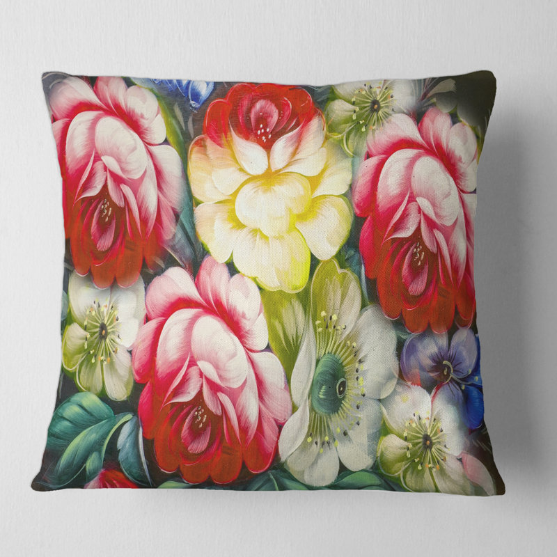 Housse et insert de coussin carré Vibrant and Flower Still Life I, 16" x 16"