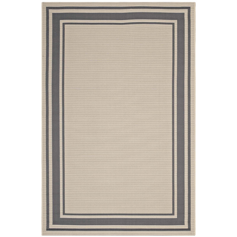 Elegant Gray and Beige Synthetic 8' x 10' Indoor/Outdoor Area Rug