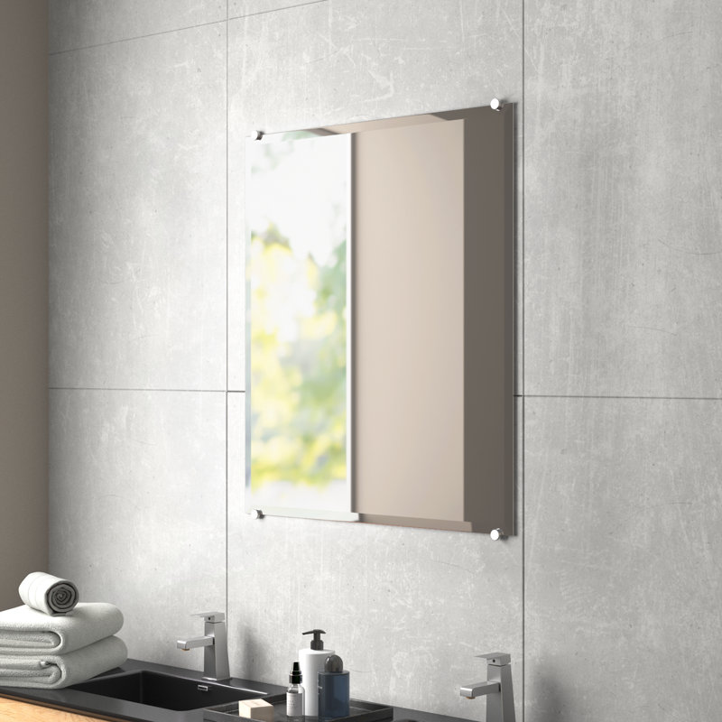 Mansell Beveled Frameless Wall Mirror , 40" H x 36" W, Chrome