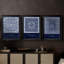 Indigo Tile I - Toile tendue avec châssis sur mesure - 3 pièces-1840718969-1840718971