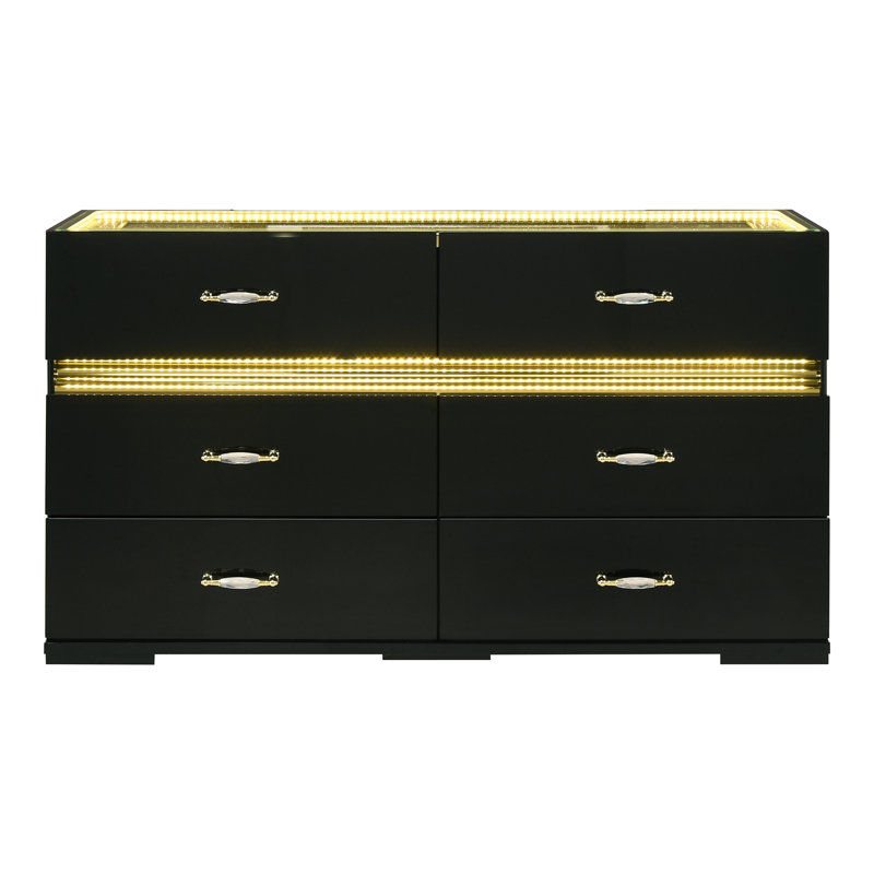 Commode 6 tiroirs Arica, Noir