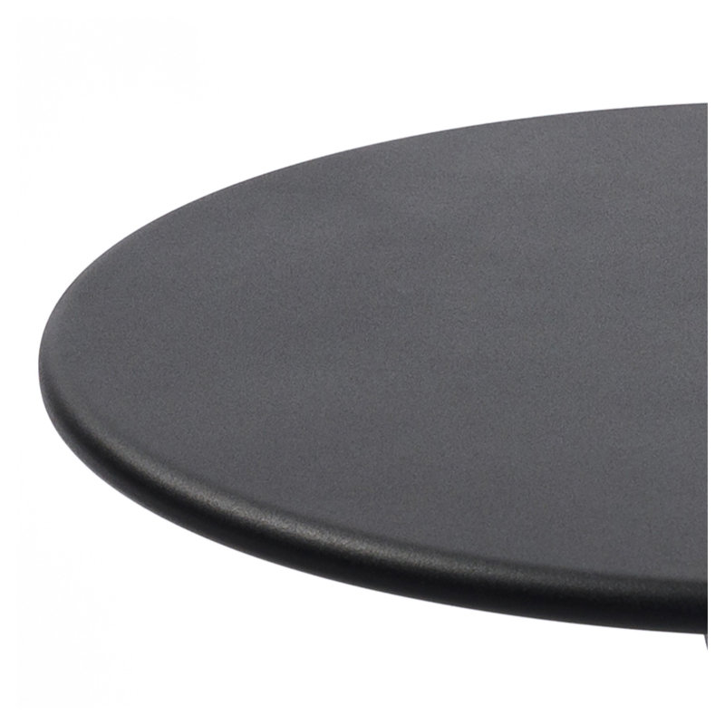 Table de bout ronde rétro en métal noir avec base à motif rétro pour le salon