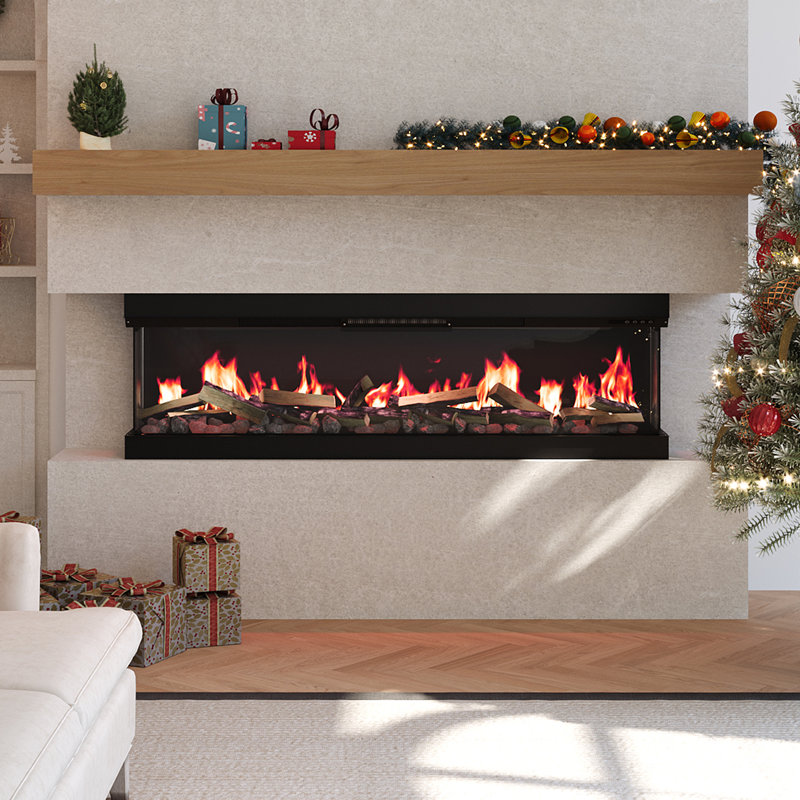 Brayden Studio 180cm W Black Electric Fireplace