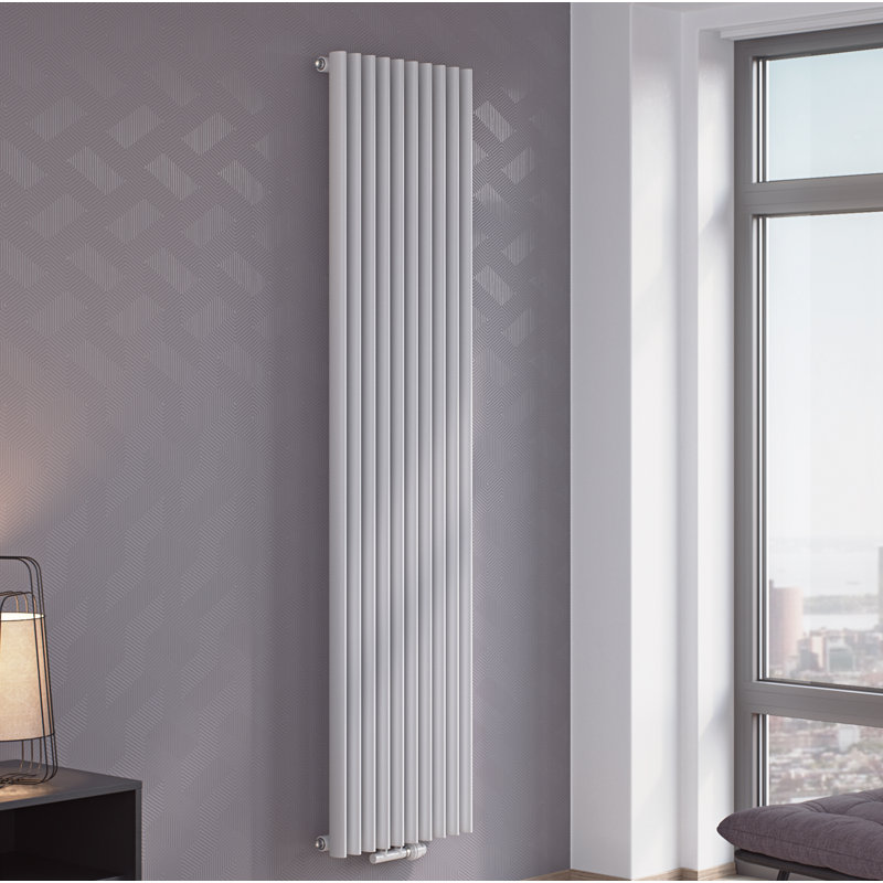 Angela Vertical Oval Panel Radiators, 180cm H x 29.5cm W x 10.6cm D, White