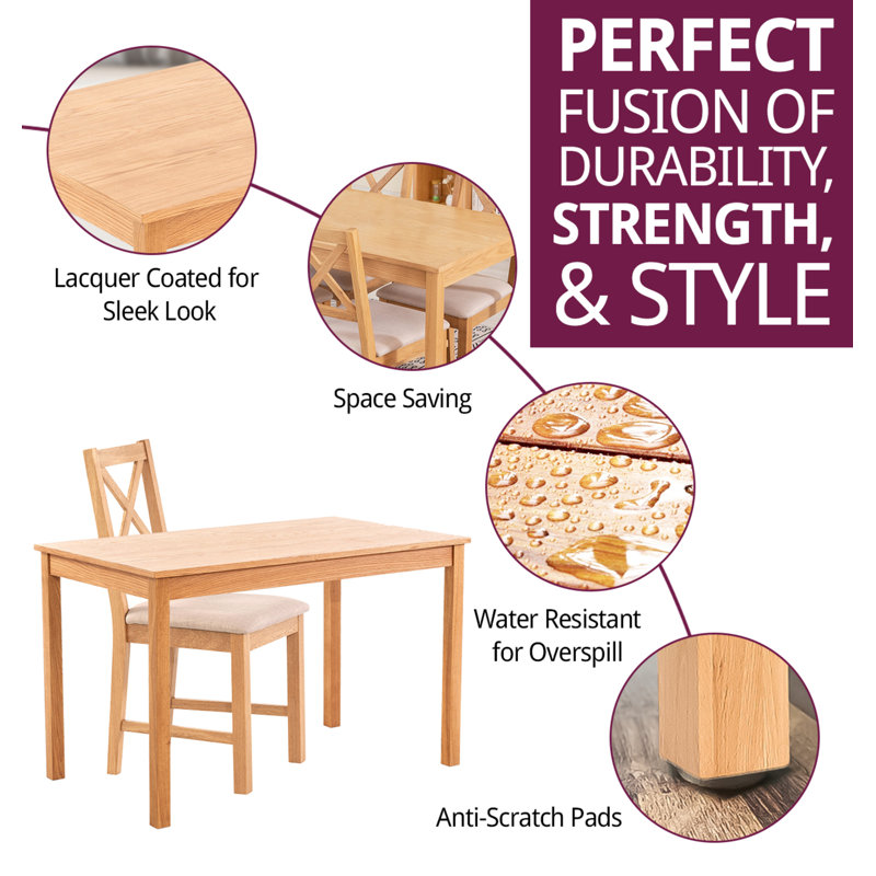 4 - Person Solid Oak Dining Set, Beige