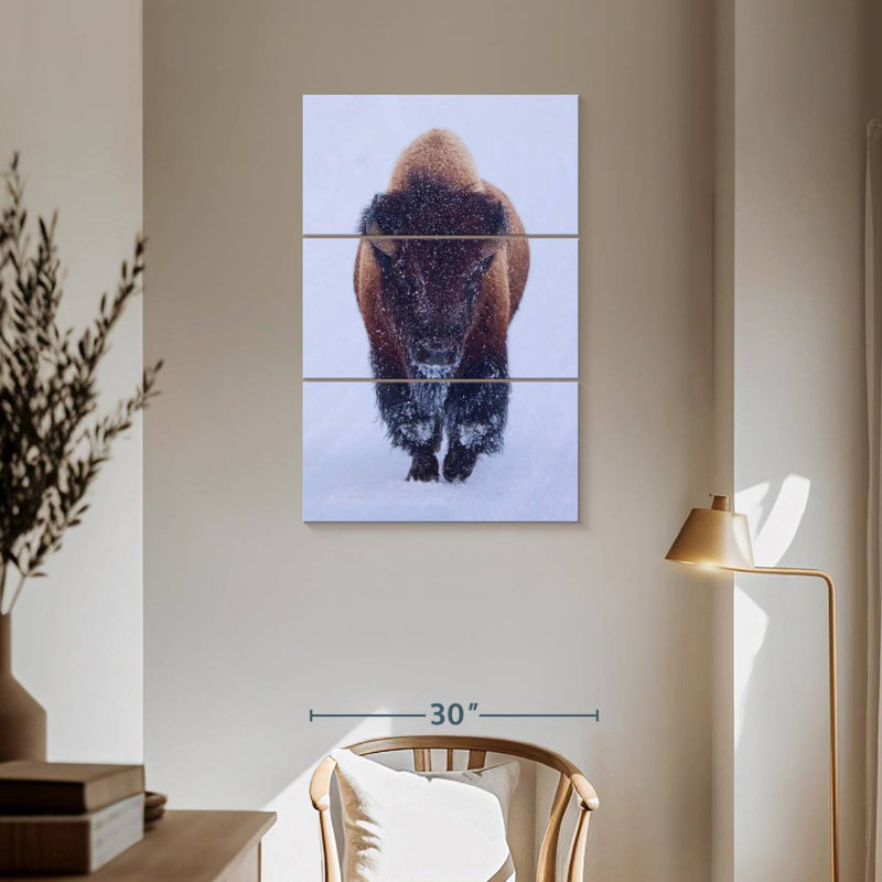 Brampt Bison In Snow, 57'' H X 36'' W