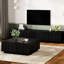 Meuble télé noir et table basse, design arqué pour la sophistication, 8 tiroirs spacieux pour articles quotidiens, salon ou chambre à coucher multifonctionnel, paire, design, tiroirs, rangement dissimulé spacieux, fonctionnel,-1557145707