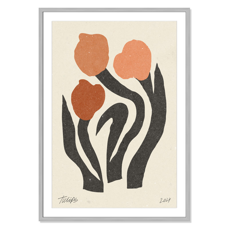 Imprimé de fleurs modernes par NKTN, Matte Silver, 29.5'' W x 41.5'' H, Matted Print