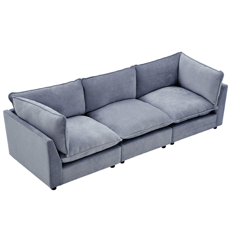 Eagan 106" 3 - Piece Modular Sofa, Chenille gris-bleu