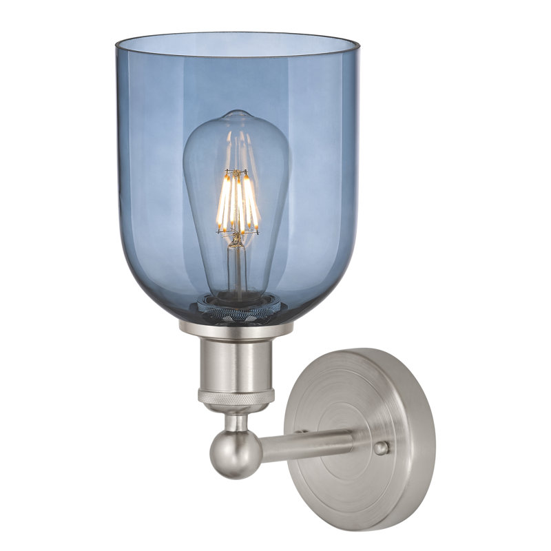 Applique murale 1 lumière 6 "Edison Allysson, Bleu princesse, Nickel satiné