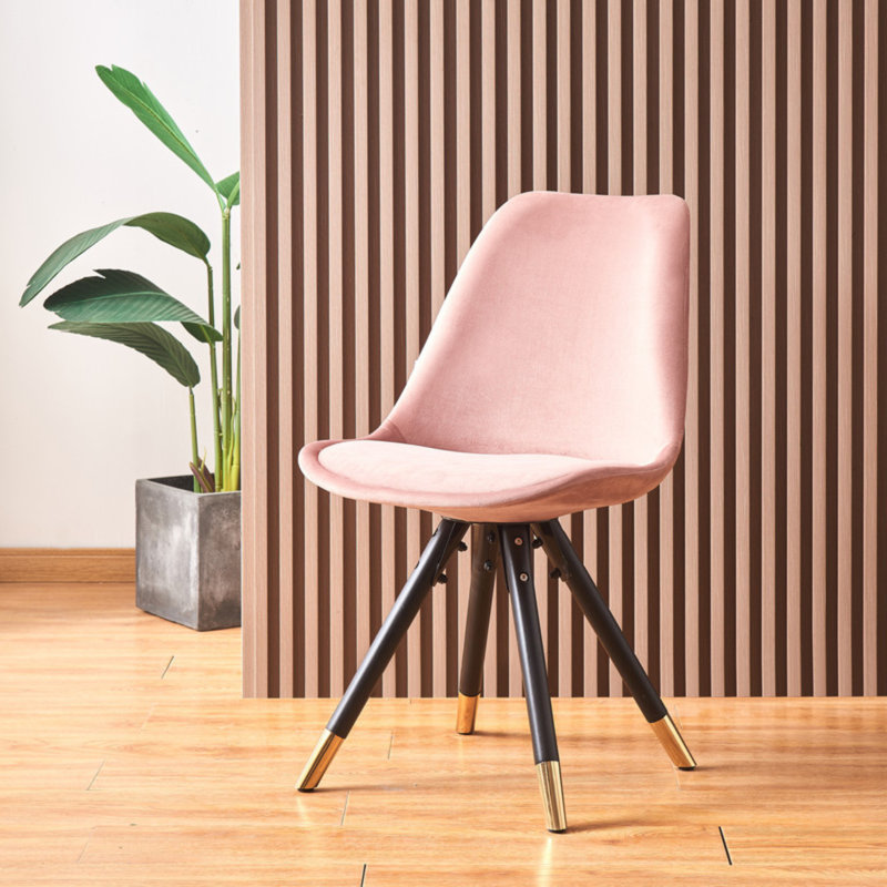 Domek Modern Velvet Dining Chair - Upholstered Upper body with Coated Metal Legs - Side Chair for Dining Room Kitchen Living Room - Single