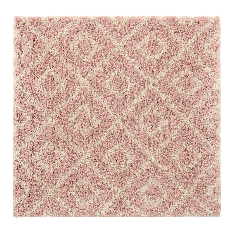 Tapis à treillis rose clair Rugs.com Ruth, Carré 4 pi