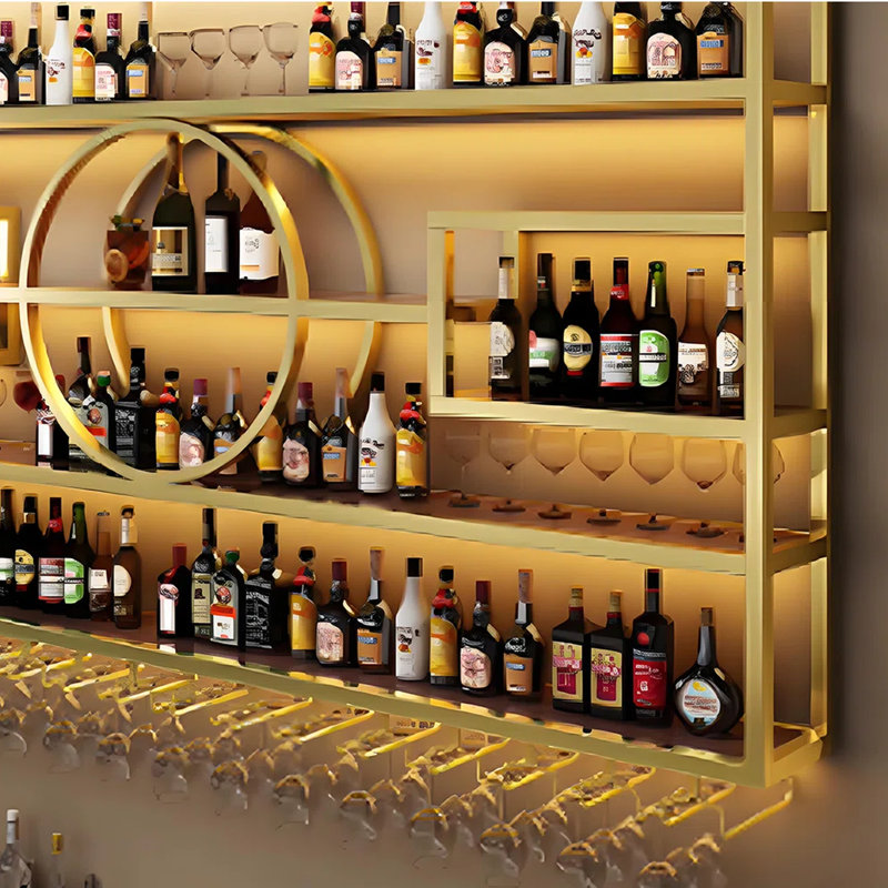 Gold Wall-Mounted Wine Rack