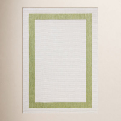 Easton Green Ivory Geometric Outdoor Rug