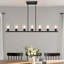 Suspension Breely à 7 lumières, 135 cm de large, noire, style linéaire moderne, idéale pour îlot de cuisine de style ferme.