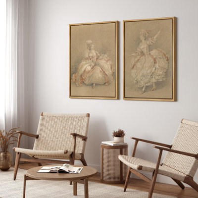 " Baroque Elegance Classic Fashion Illustrations Nature Wilderness Illustrations Decor " 2 - Pieces