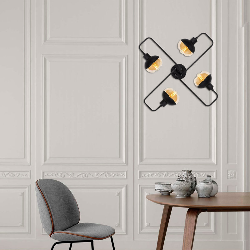 Muriel 4-Light 72cm Semi Flush Mount, Copper, Black