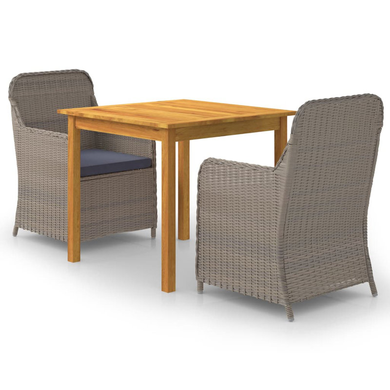 3 Piece Patio Dining Set, Brown