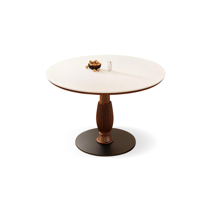 Table de salle à manger blanche et noyer, H 29,53 po x L 35,53 po x l 35,53 po