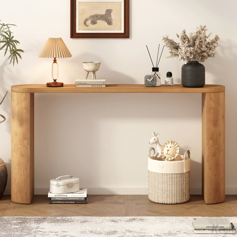 Console Table with Semi-cylindrical Leg Design, Natural