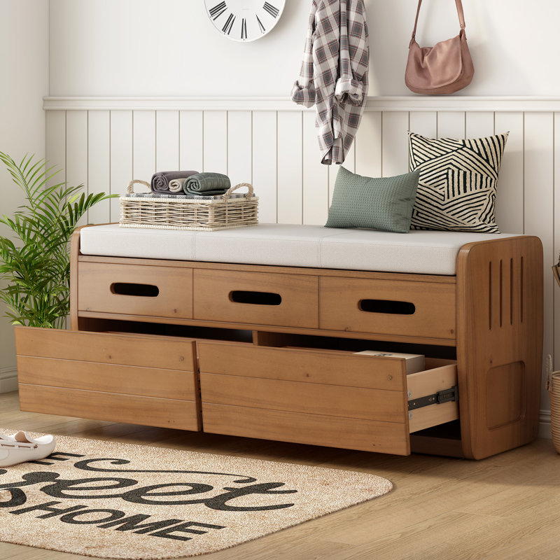 Banc de rangement, Bois naturel