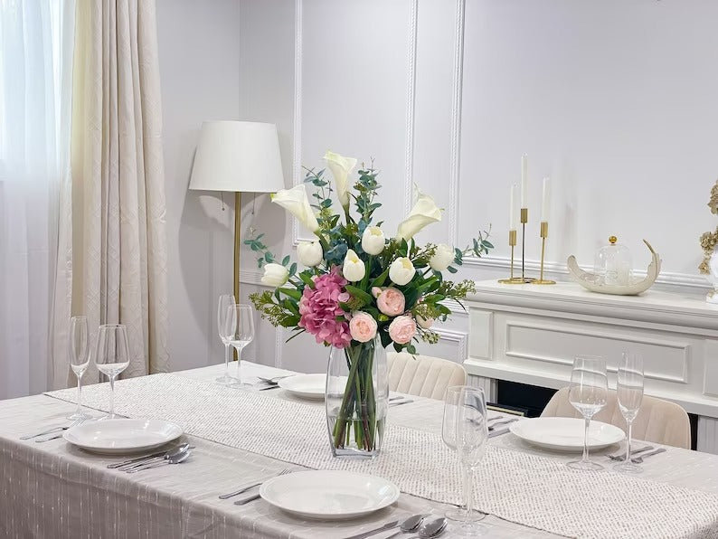 Lilies/Tulip Real Touch Artificial Flowers in Vase