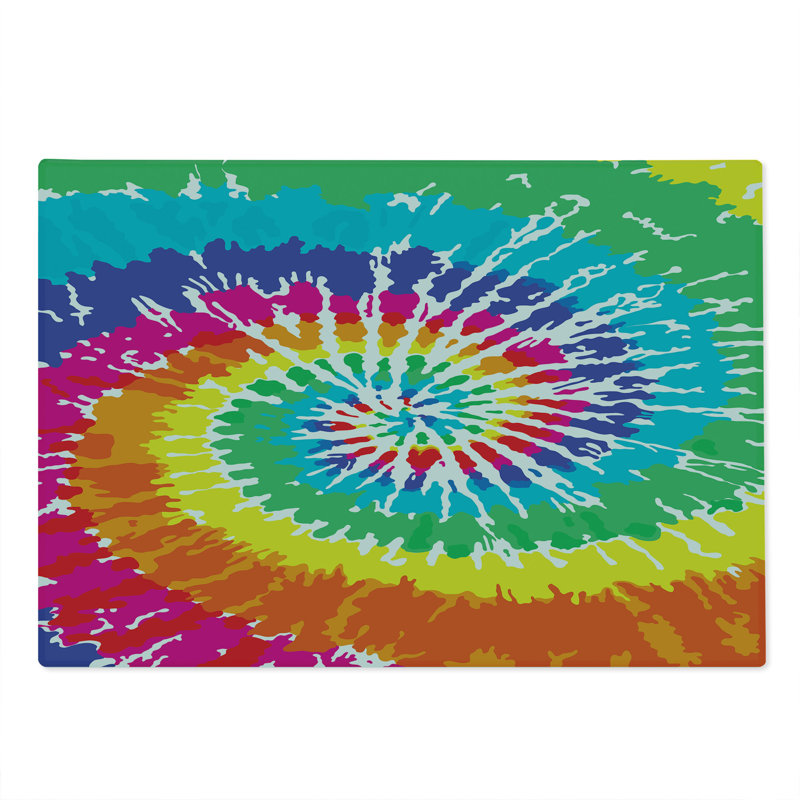 Ambesonne Rainbow Cutting Board Large Rainbow Tie Dye Effect Multicolor