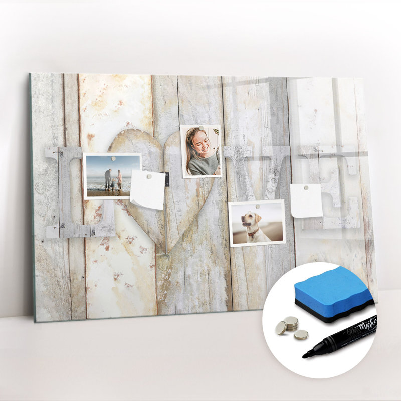 Magnetic Memo Board Whiteboard - 90 x 60 cm - With Marker and Magnets - Inscription Love
