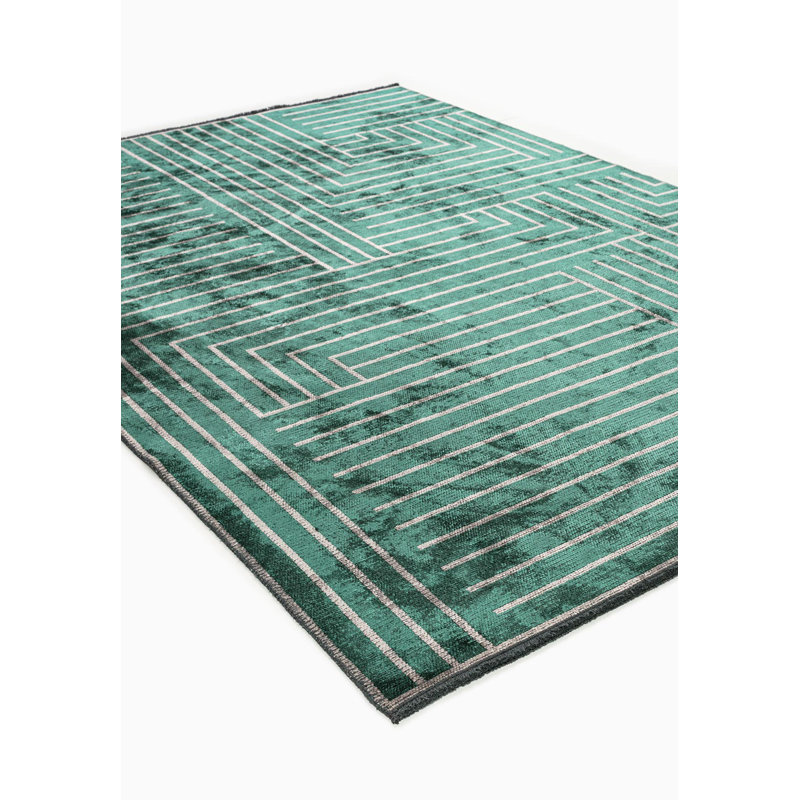 Riplee Rectangle Geometric Cotton and Viscose Indoor / Outdoor Area Rug, Rectangle 5'3" x 7'7"