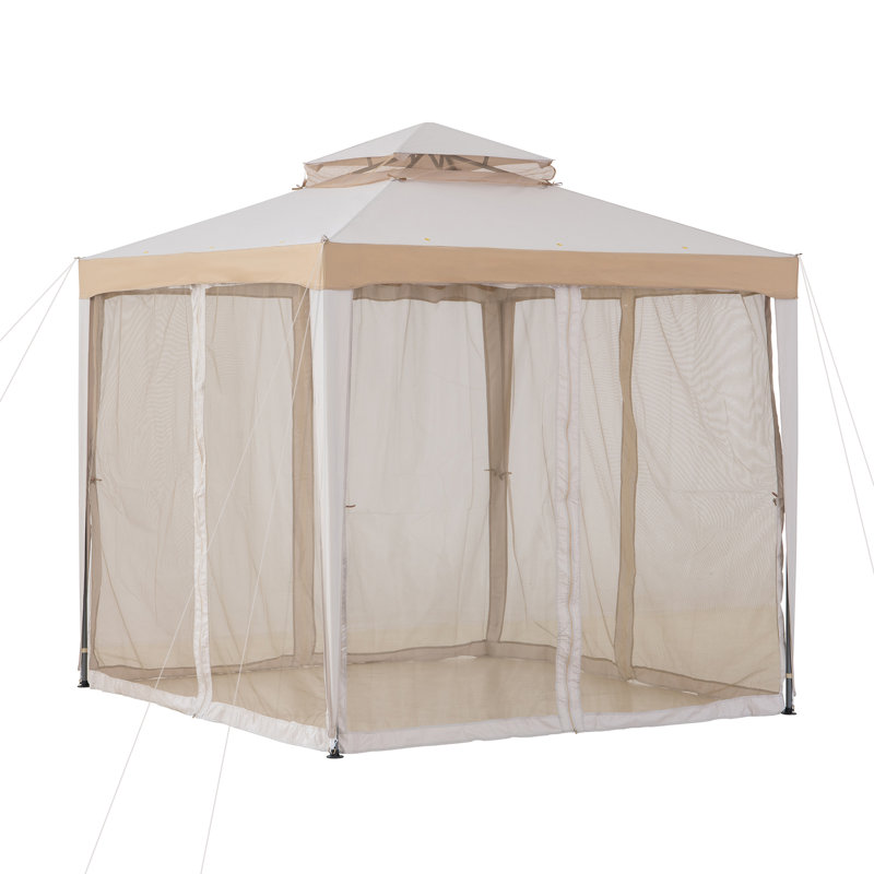 Pavillon de jardin à toit souple Sunjoy, Gris / Kaki, 8 pi x 8 pi