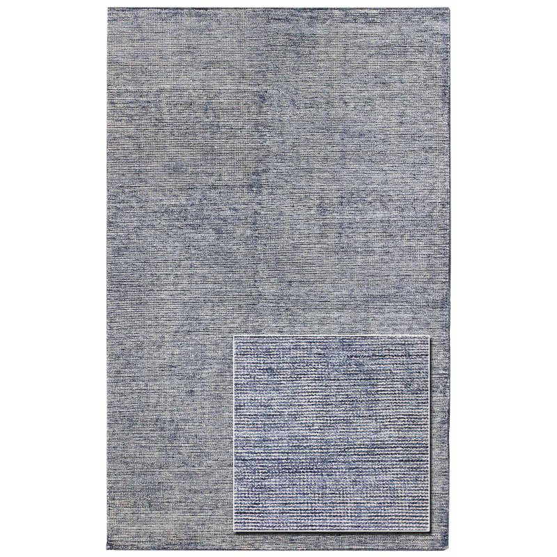 Tapis unique bleu / bleu marine / gris Flatcut 12 pi x 15 pi Flatcut