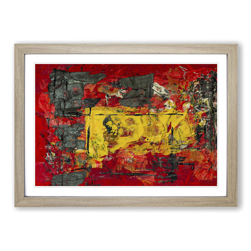 Abstract Art Painting Vol.134 by S.Johnson - Framed Print, 48cm H x 65cm W x 2cm D, Oak Framed
