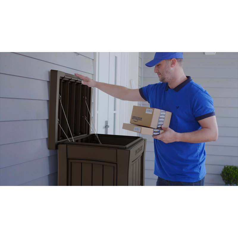 Brown Resin Lockable Package Delivery Box with Secure Storage
