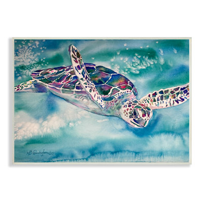 " Sea Turtle Swimming Ocean Water Reptile Watercolor " by MB Cunningham