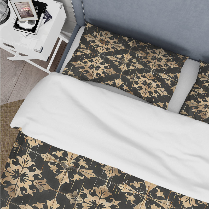 Ensemble de housse de couette Vintage Black Mosaic Tiles II - Country, Housse de couette simple + 2 taies décoratives st
