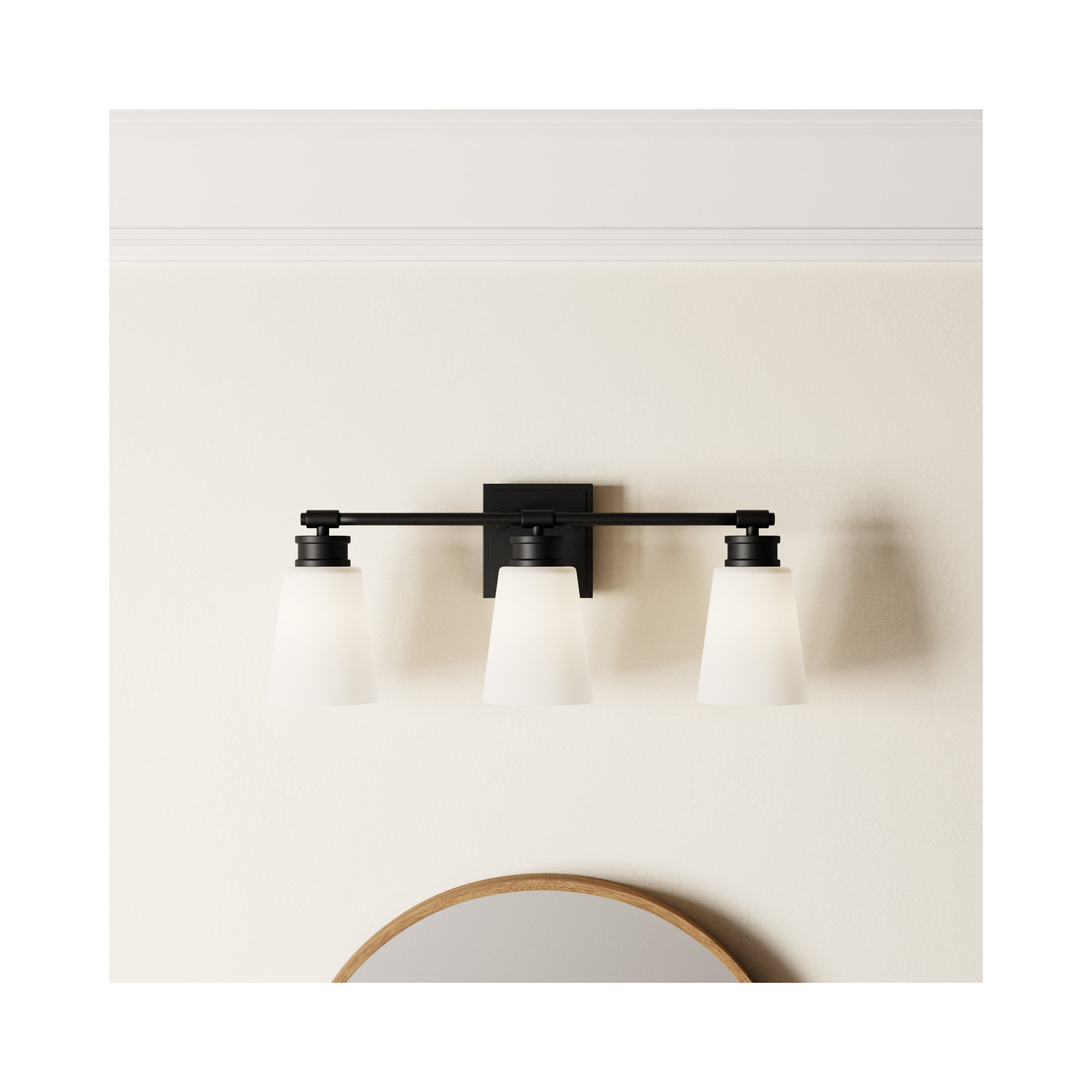 Libre 3 Light Frosted Dimmable Vanity Light, Matte Black