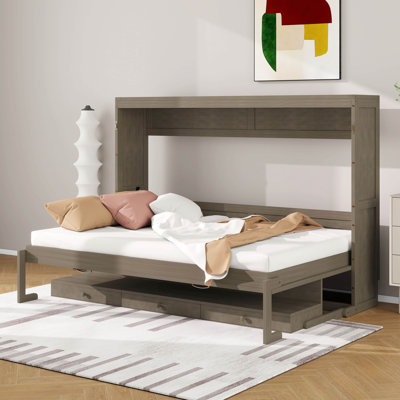 Murphy Bed With Vanity Desk, Center Mirror And 2 Side Drawers