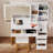 Modern Vanity Desk with LED Lights and Storage, Makeup Vanity Table With Charging Station & 5 Drawers, Storage Cabinet, Vanity Set With Sliding Mirror, Brightness Adjustable, For Bedroom, Dressing Room-349715747