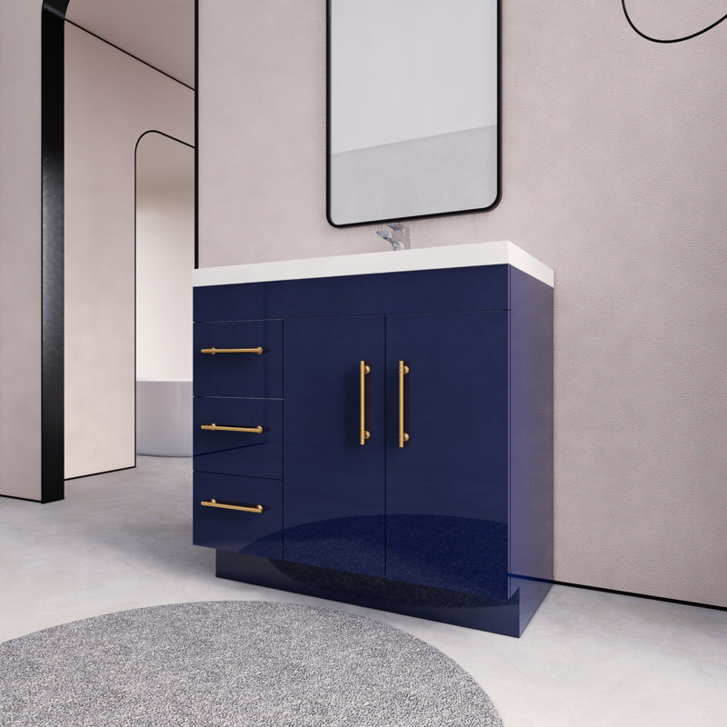 Ensemble de meuble-lavabo simple 36 po Maplesville, Marine