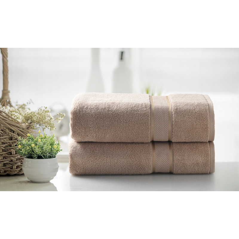 Kathy Ireland Zero Twist Cotton Plush Bath Sheet Set, 2, Beige