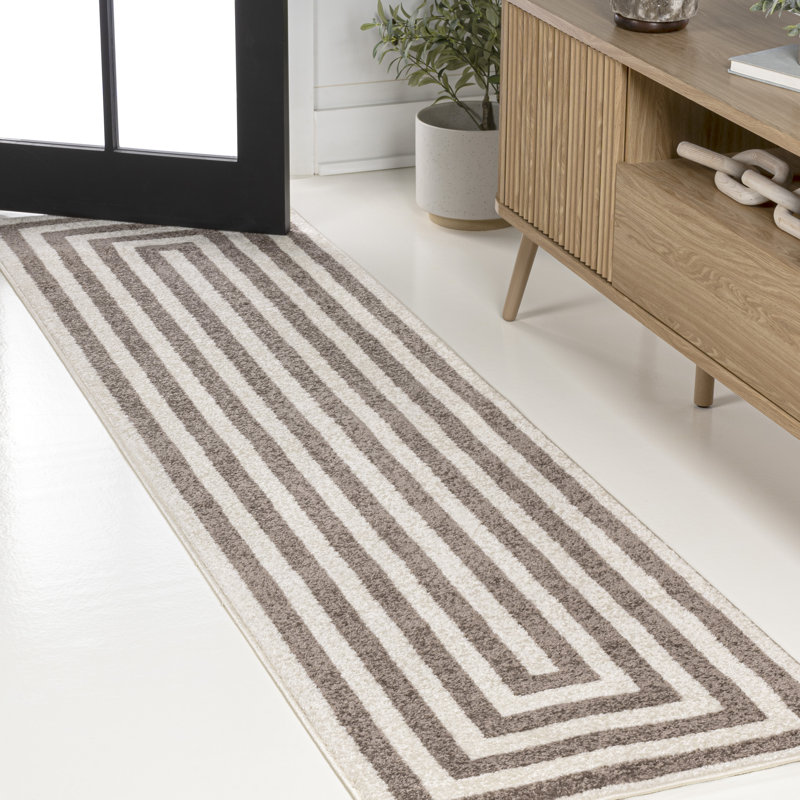 Tapis brun / ivoire Isibeal, Tapis de couloir 2 pi 2 po x 8 pi