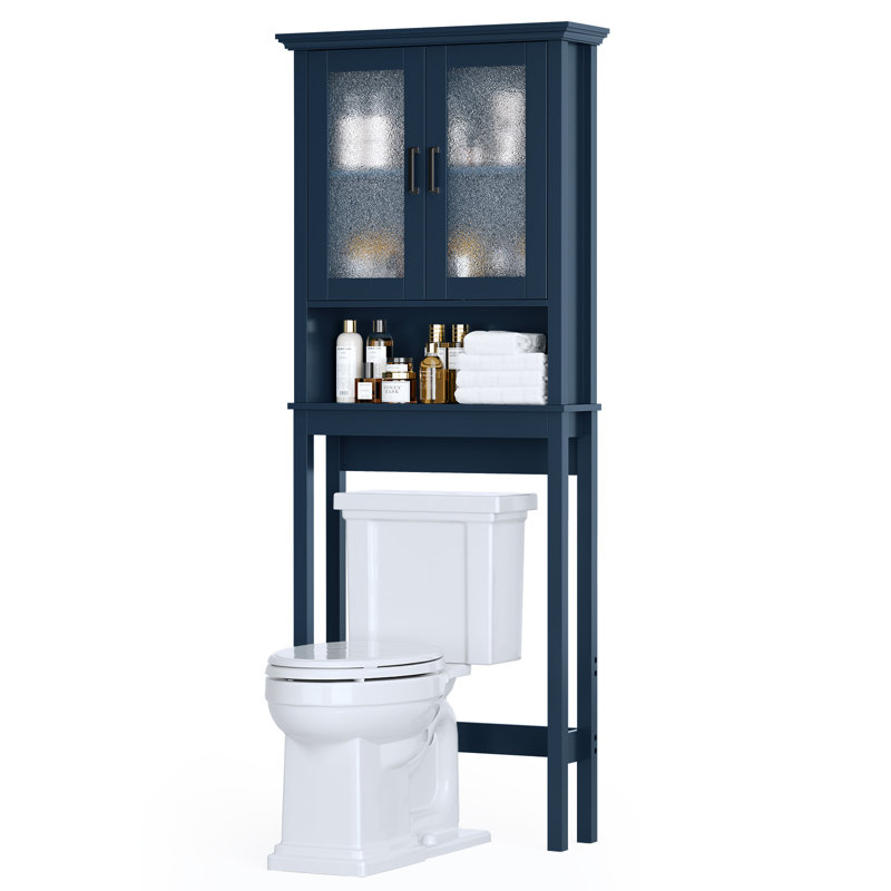 Germell Over-the-Toilet Storage, Over Toilet Bathroom Organizer with Tempered Glass Doors, Ultramarrine