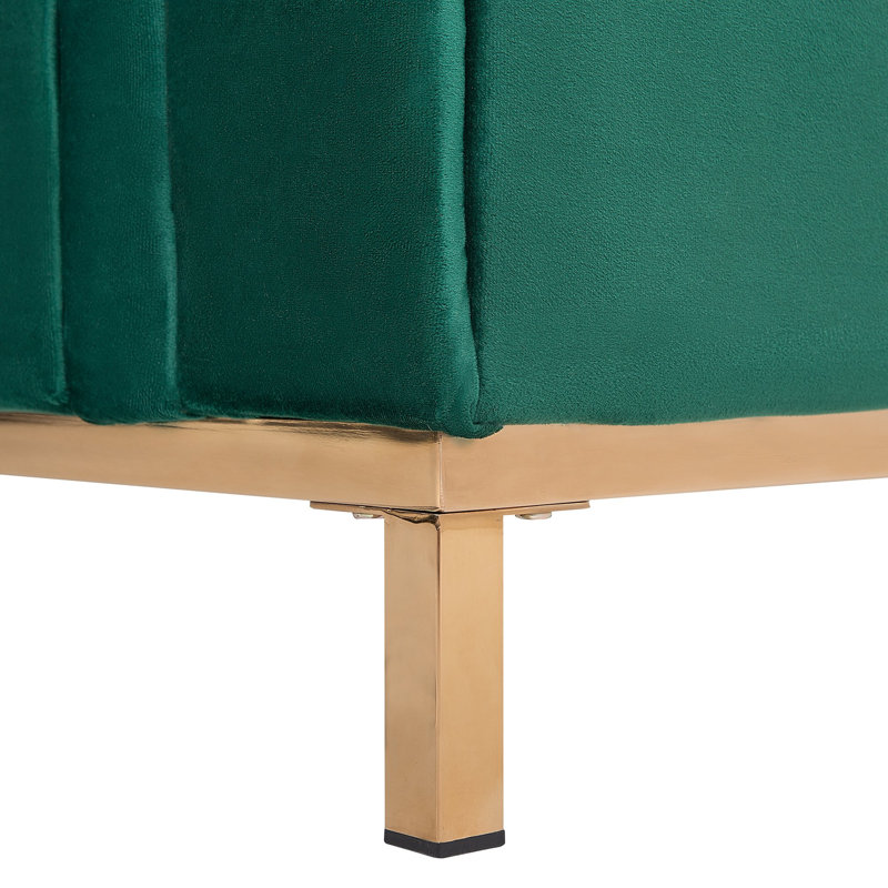 Frances 95cm Wide Velvet Rectangle Footstool Ottoman, Blue, Gold